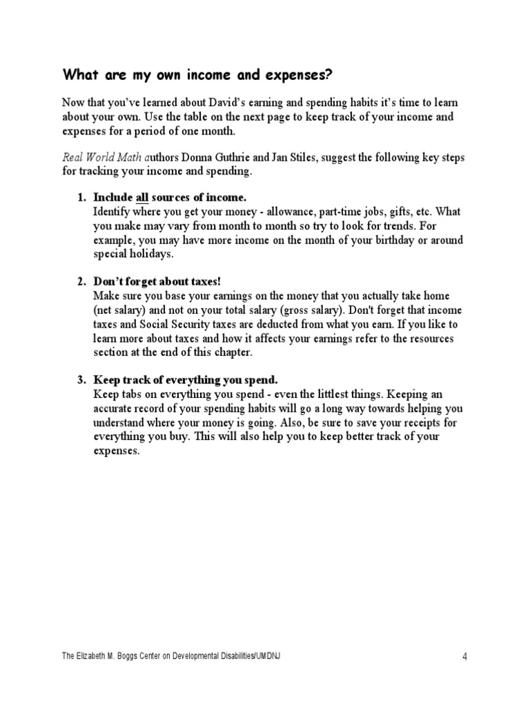 Tracking Personal Income and Expenses | PDF | Income | Taxes