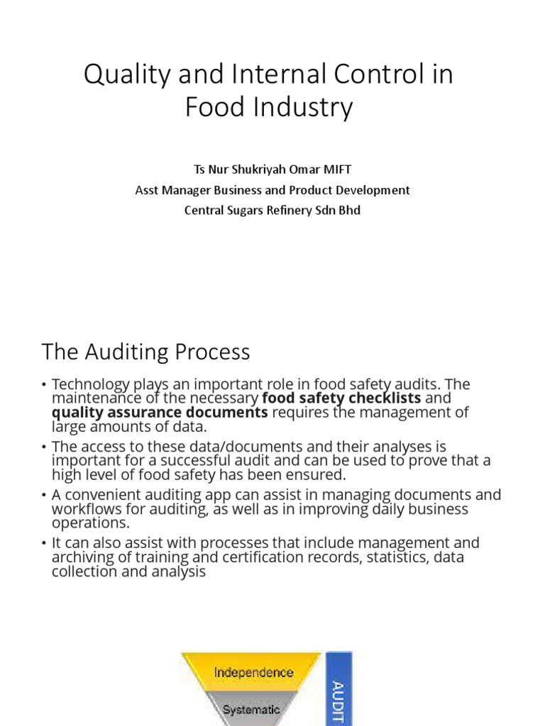 Module 5 Quality And Internal Control In Food Industry Pdf Audit