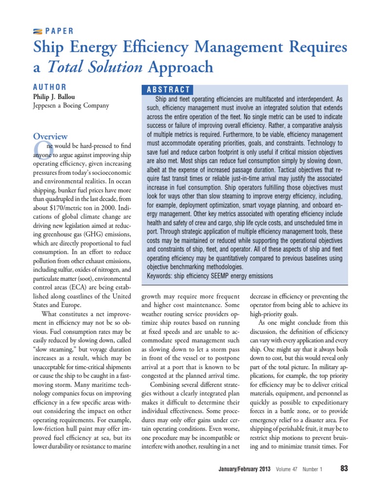 Total Approach to Ship Fuel Efficiency | PDF | Efficient Energy Use | Ships