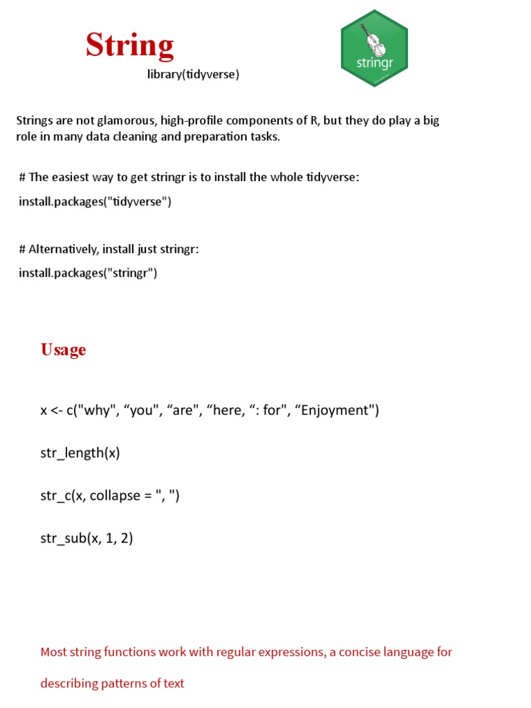 String in R | PDF | String (Computer Science) | Regular Expression