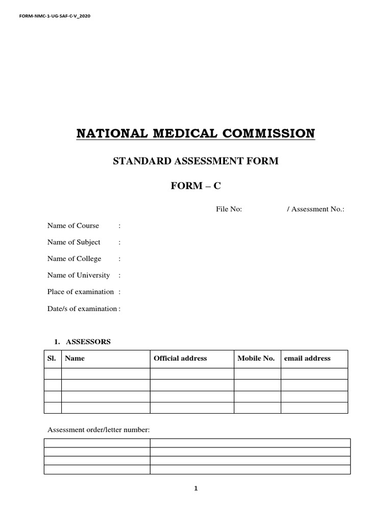 NMC Standard Assessment Form C 2020 | PDF | Test (Assessment ...