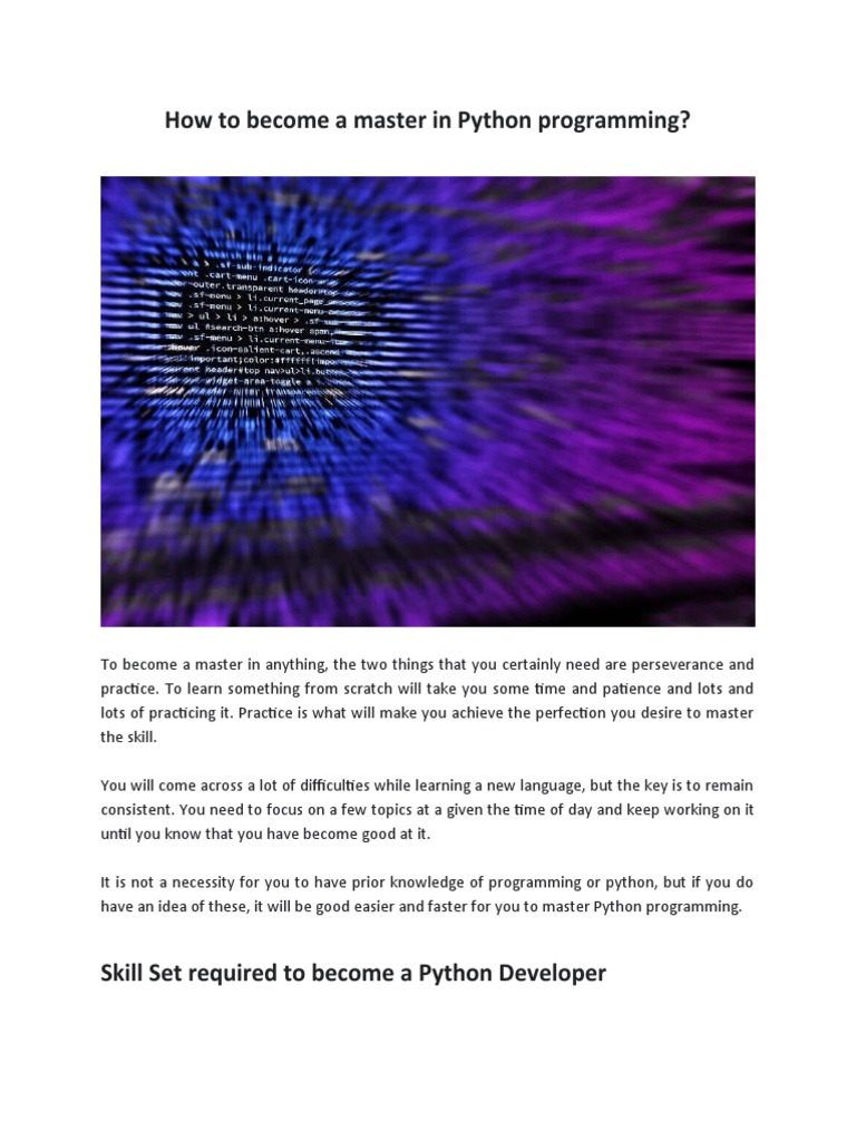 How To Become A Master in Python Programming | PDF | Computer ...