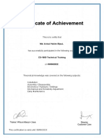 Certificate On Sysmex CS-1600 Technical Training (2022)