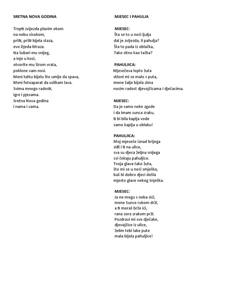 Recitacije Za Novu Godinu | PDF
