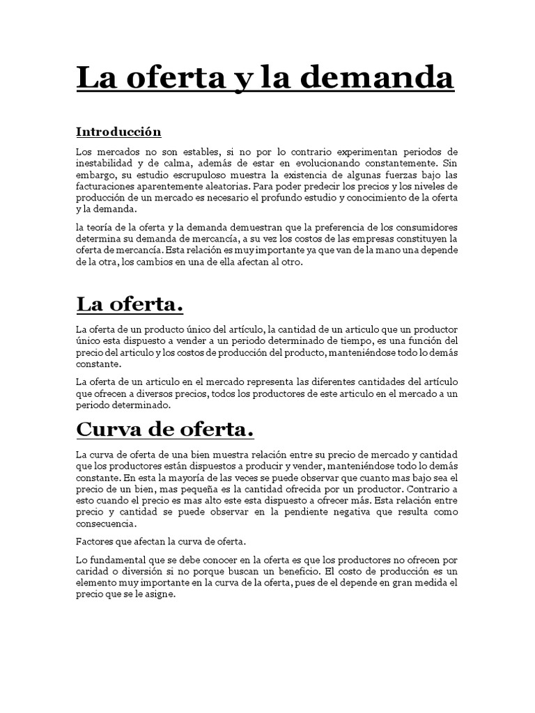 La Oferta y La Demanda | PDF | Oferta y demanda | Oferta (economía)
