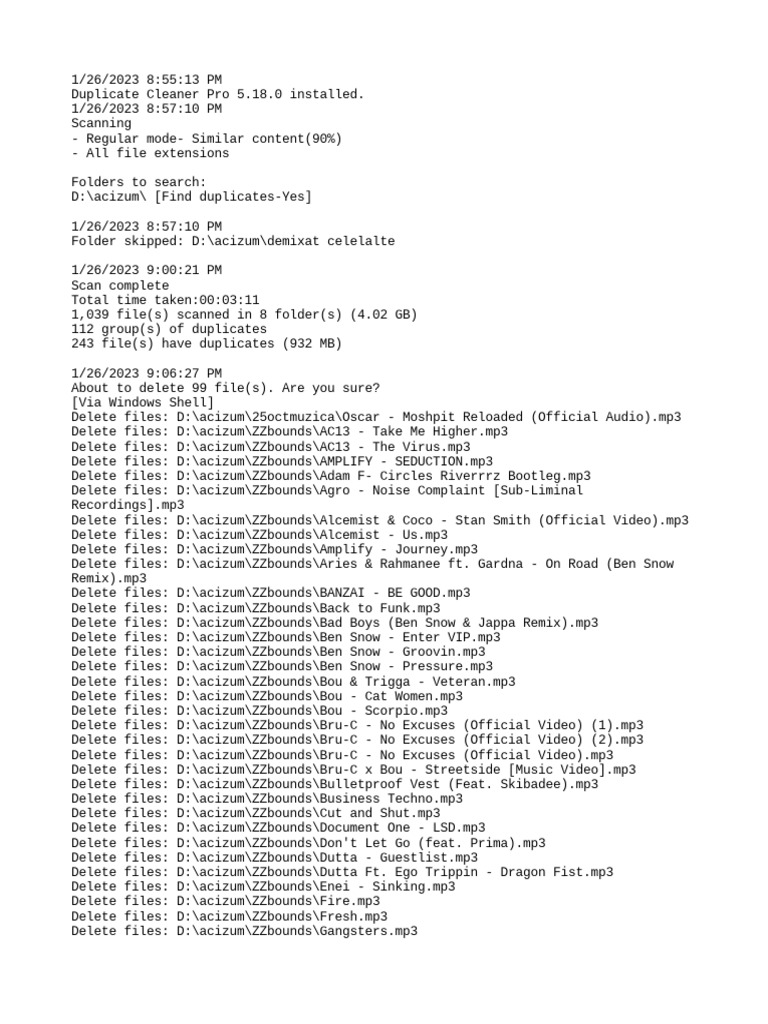 Duplicate Cleaner Log File | PDF | Computer File | Computing
