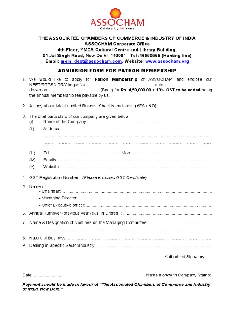 Patron Membership - Application Form & Advantages | PDF | Efficient ...