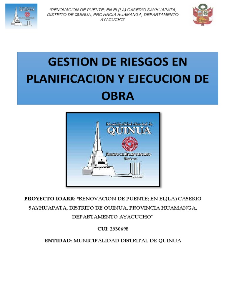 Gestion de Riesgos en Planificacion y Ejecucion de Obra | PDF | Riesgo ...