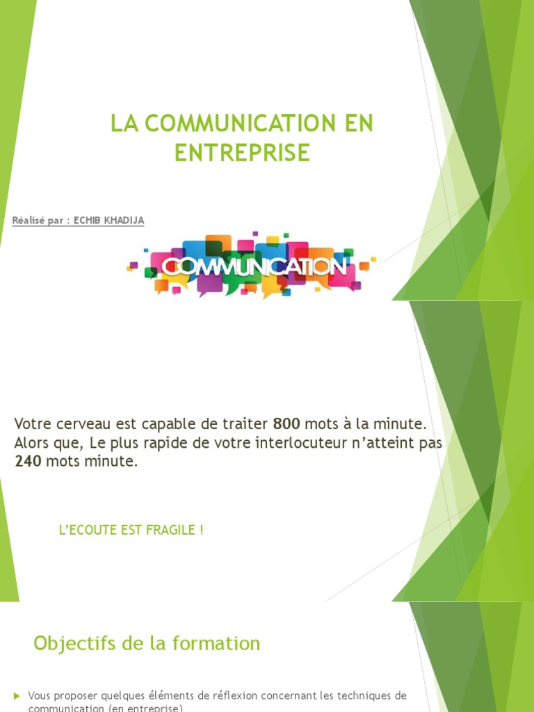 Techniques de Communication en Entreprise | PDF | la communication ...
