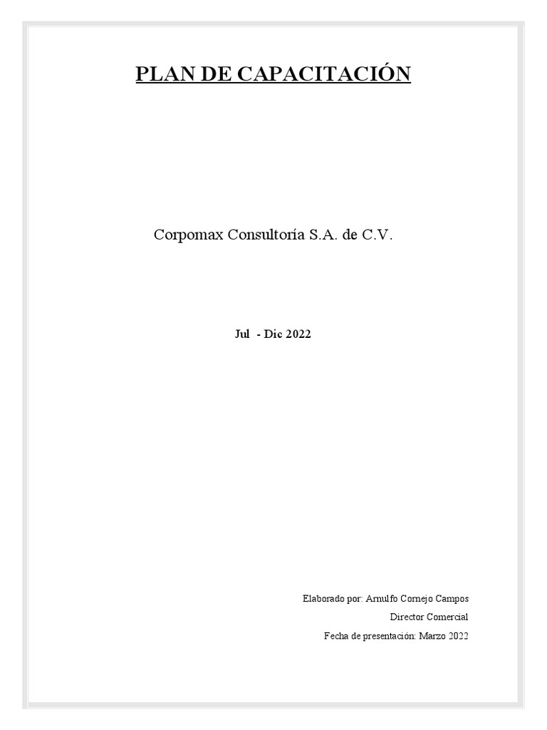 Plan de Capacitación 2022 Corpomax | PDF | Gestión de recursos humanos ...