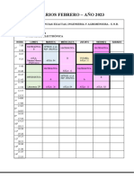 Horarios Febrero Ingreso 2023 Completo