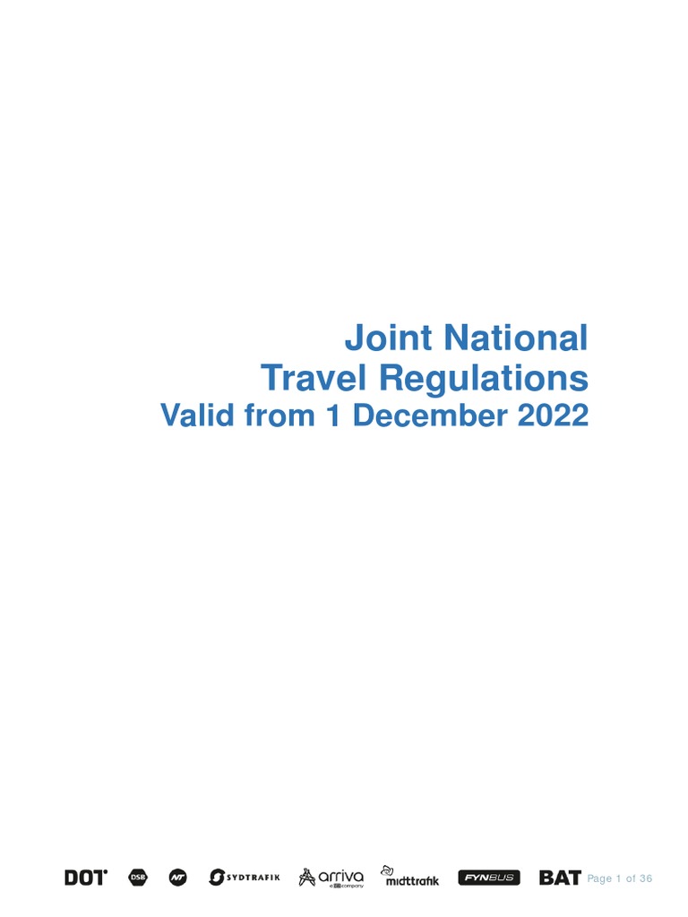 Joint National Travel Regulations PDF Identity Document Fee