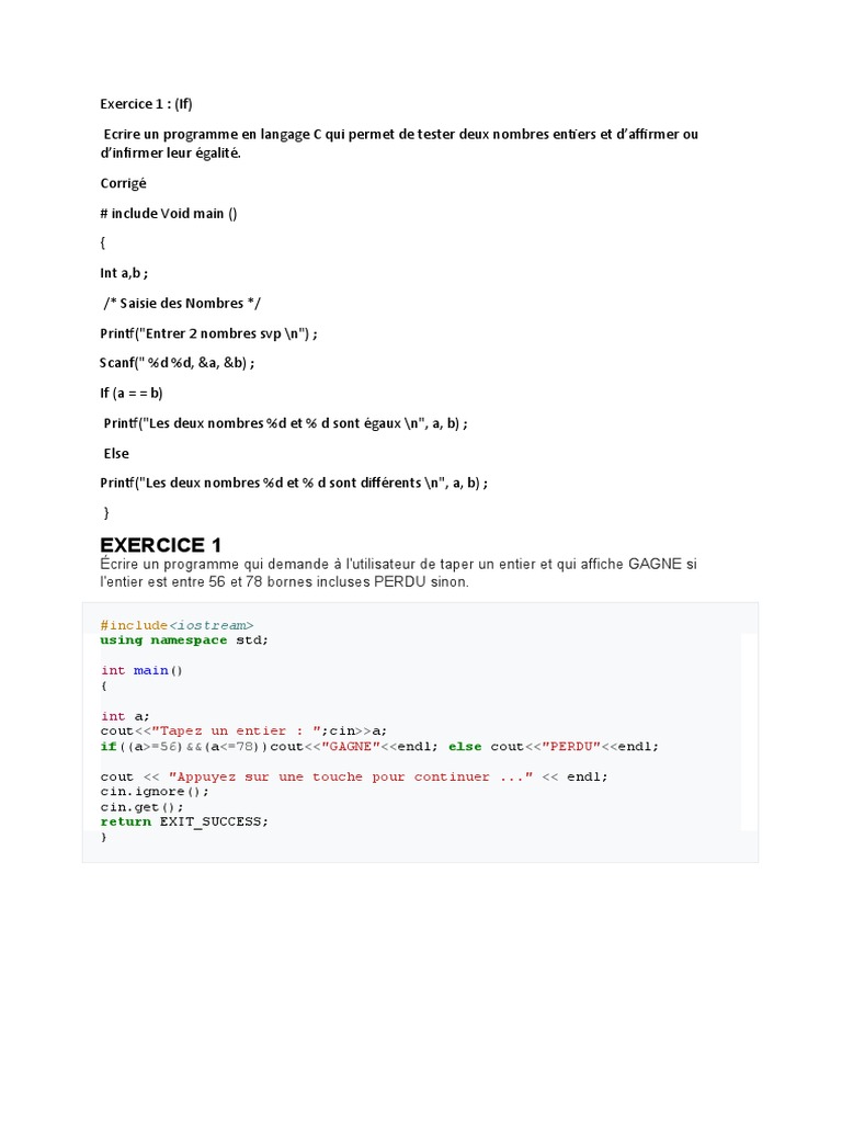 Exercice C++ Elt g4 | PDF