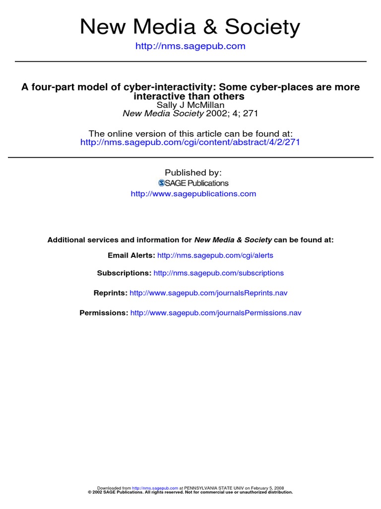 A Four-Part Model of Cyber-Interactivity | PDF | Communication ...