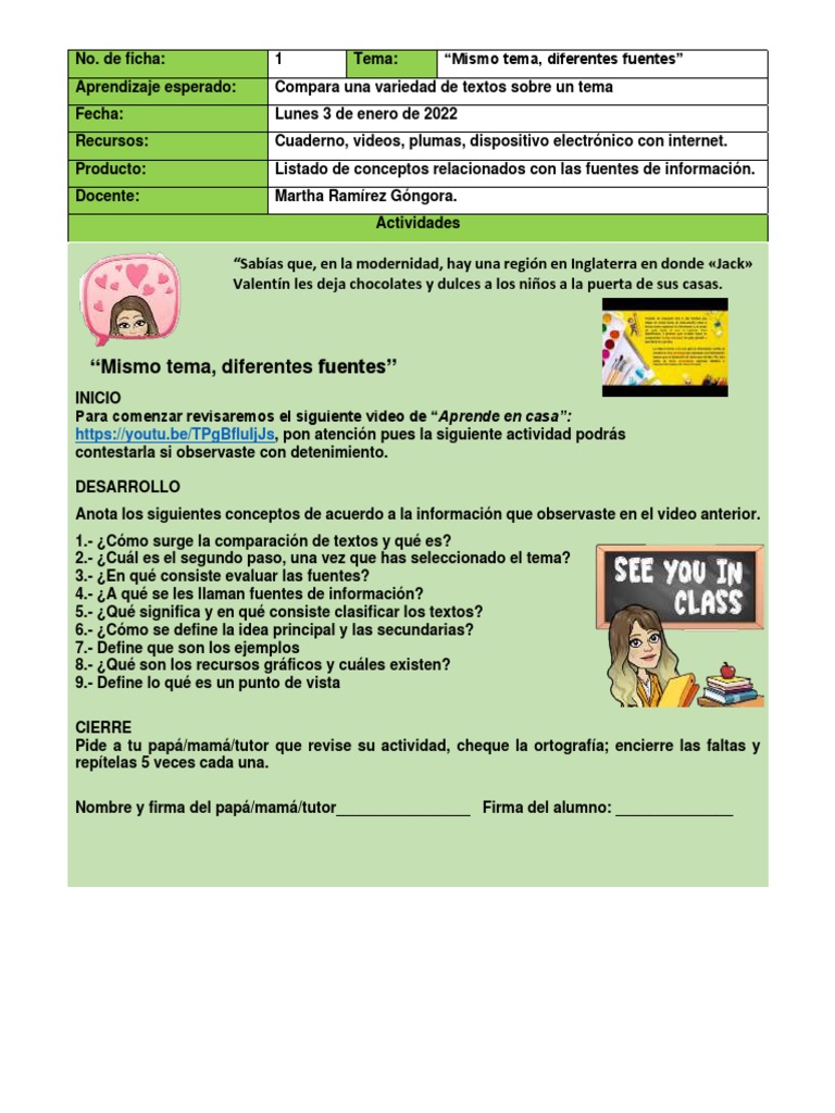 Ejercicios de comparación de textos | PDF | Artes del Lenguaje y ...