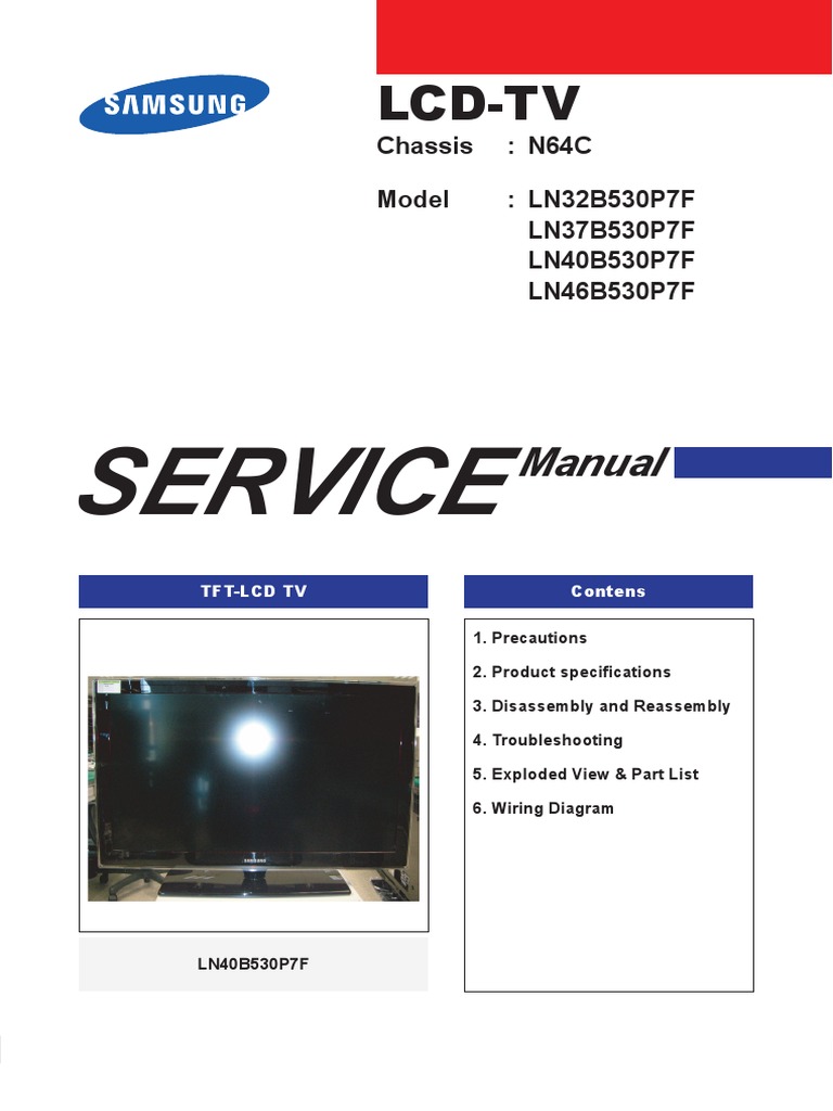TV Samsung LN32b530 Service Manual | PDF | Electrostatic Discharge | Hdmi