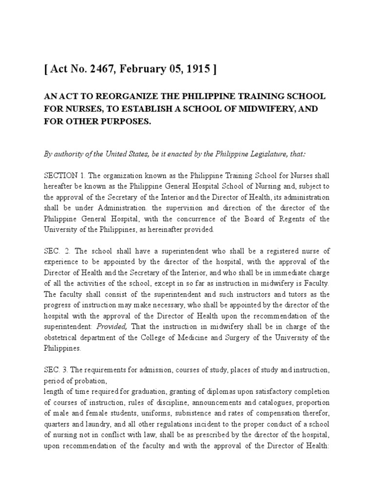 Act no 2467 february 05 1915 an act to reorganize the philippine