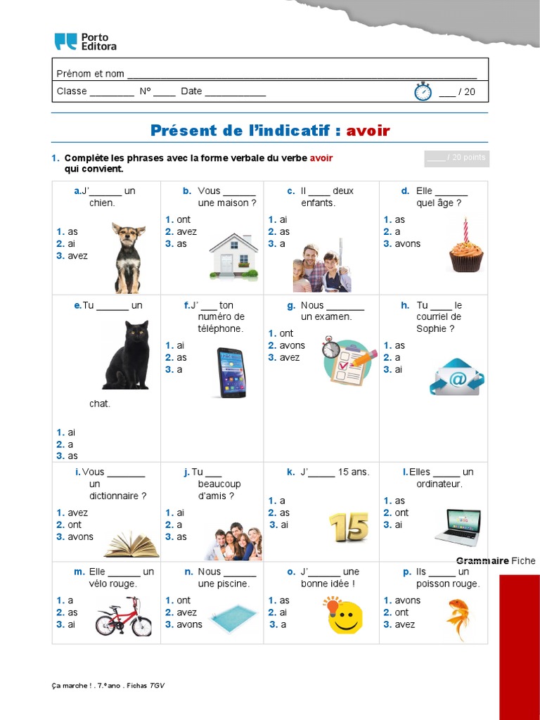 Exercices sur le verbe avoir | PDF | Arts du langage et discipline