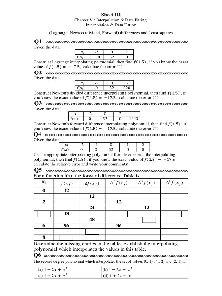 Sheet 3 | PDF | Interpolation | Mathematics