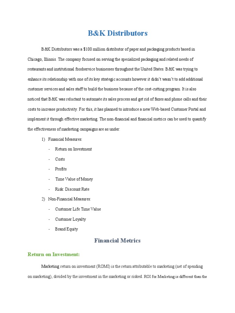 B&K Distributors Download Free PDF Net Present Value Discounting