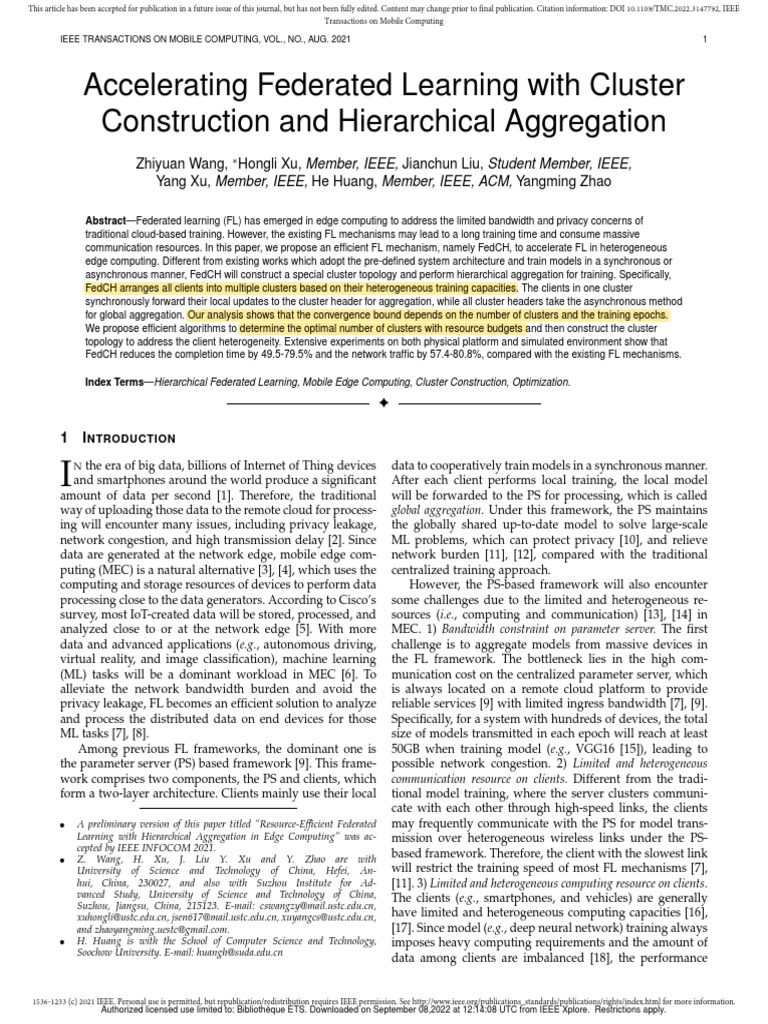Accelerating Federated Learning With Cluster Construction and ...
