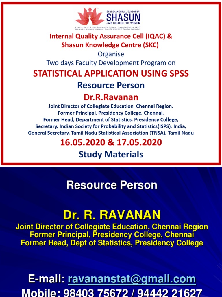 Faculty Development on SPSS Techniques | PDF | Student's T Test | Chi ...