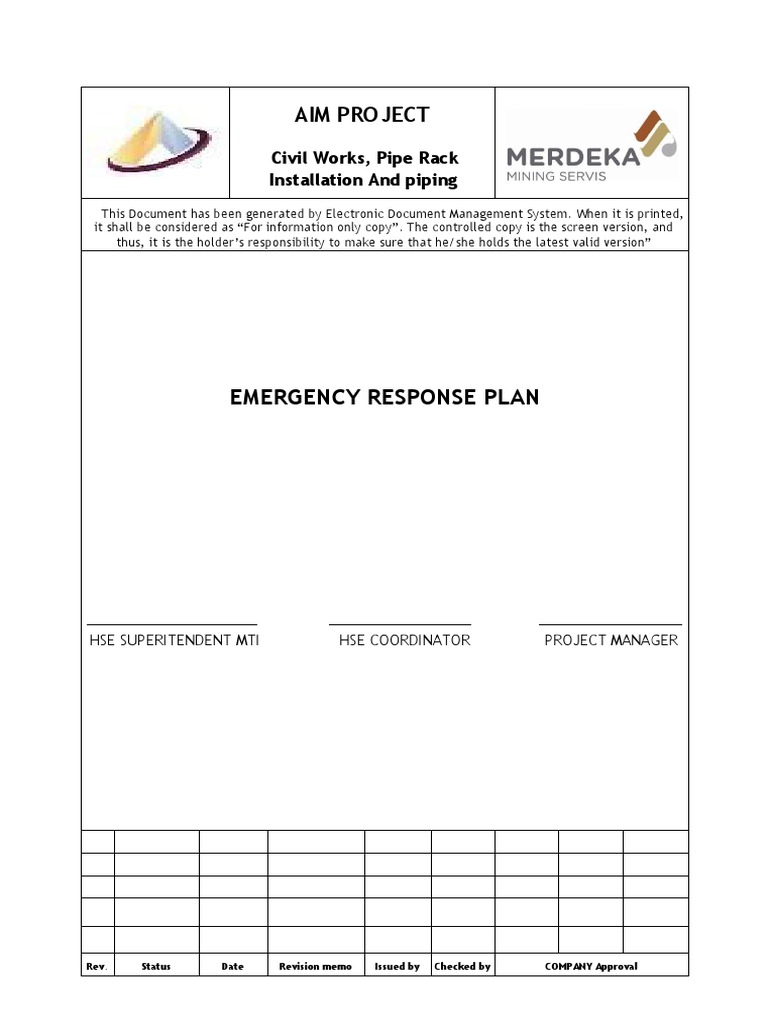 Emergency Response Plan | PDF | Occupational Safety And Health | Emergency