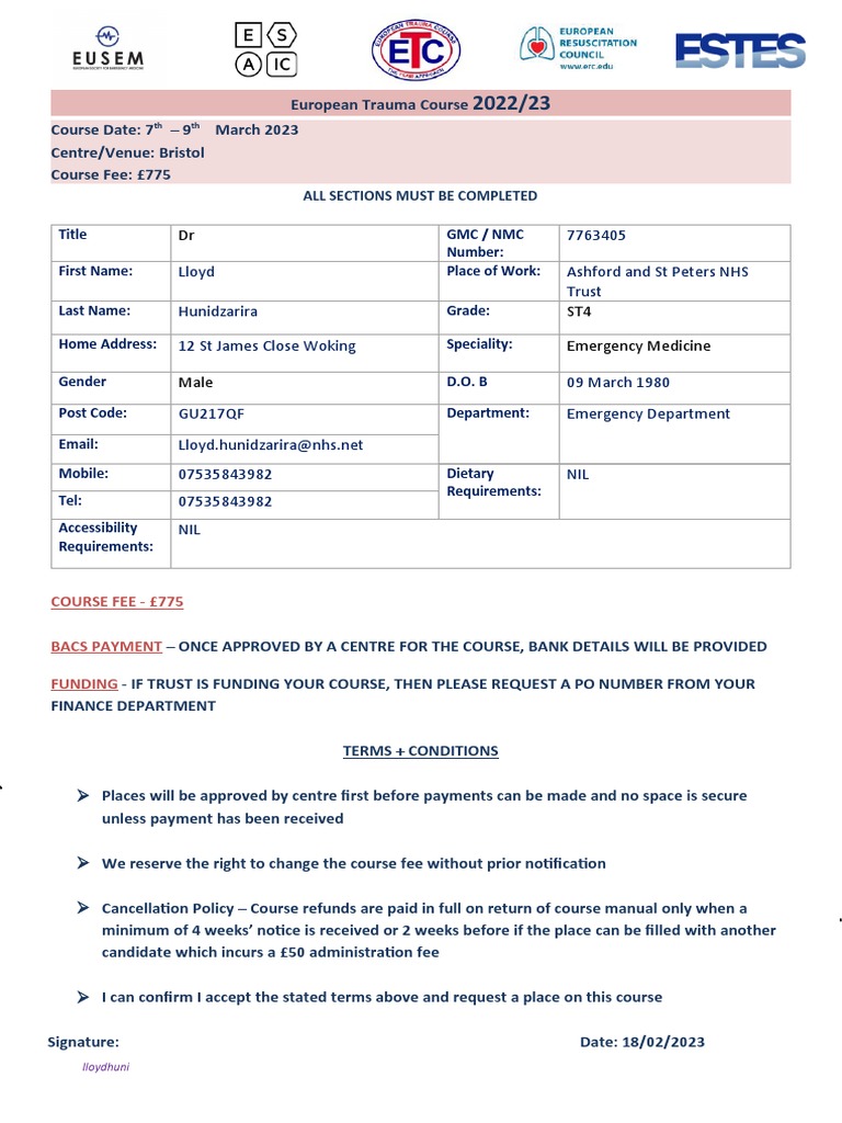 Bristol Application Form | PDF