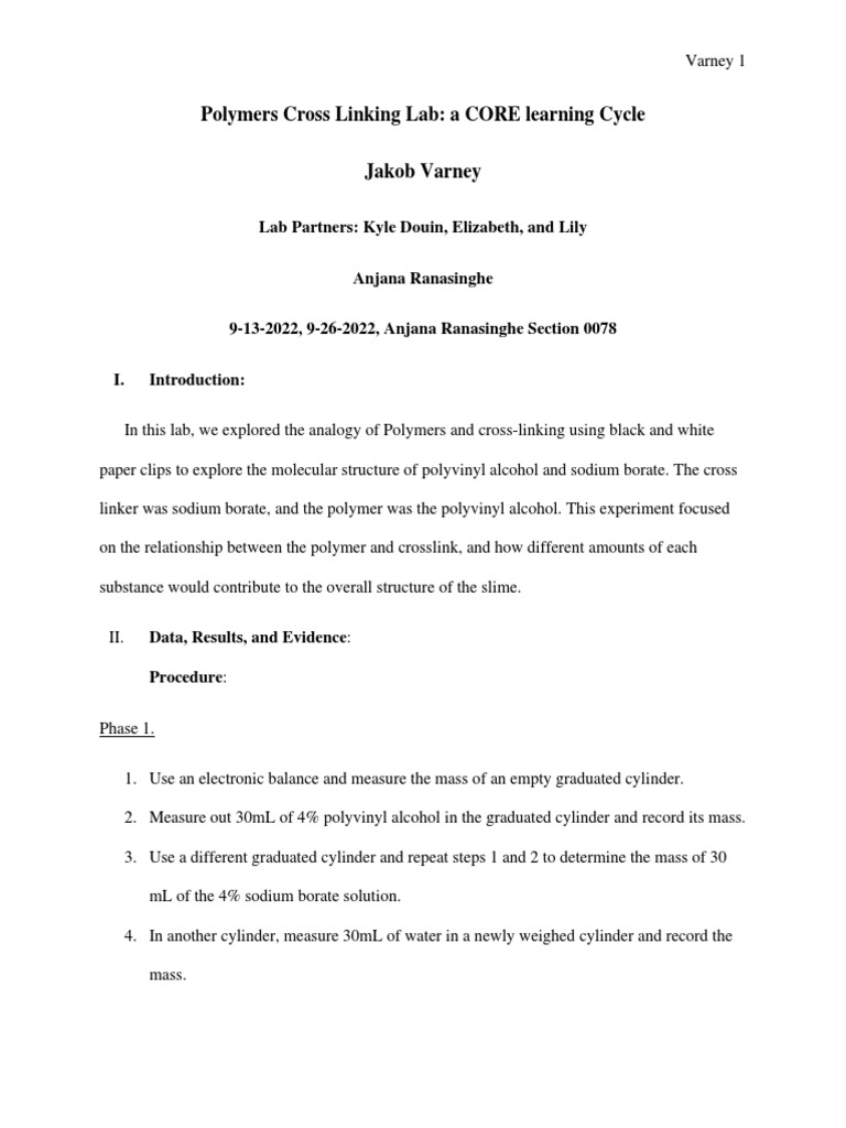 Formal Lab Draft | PDF | Cross Link | Chemistry