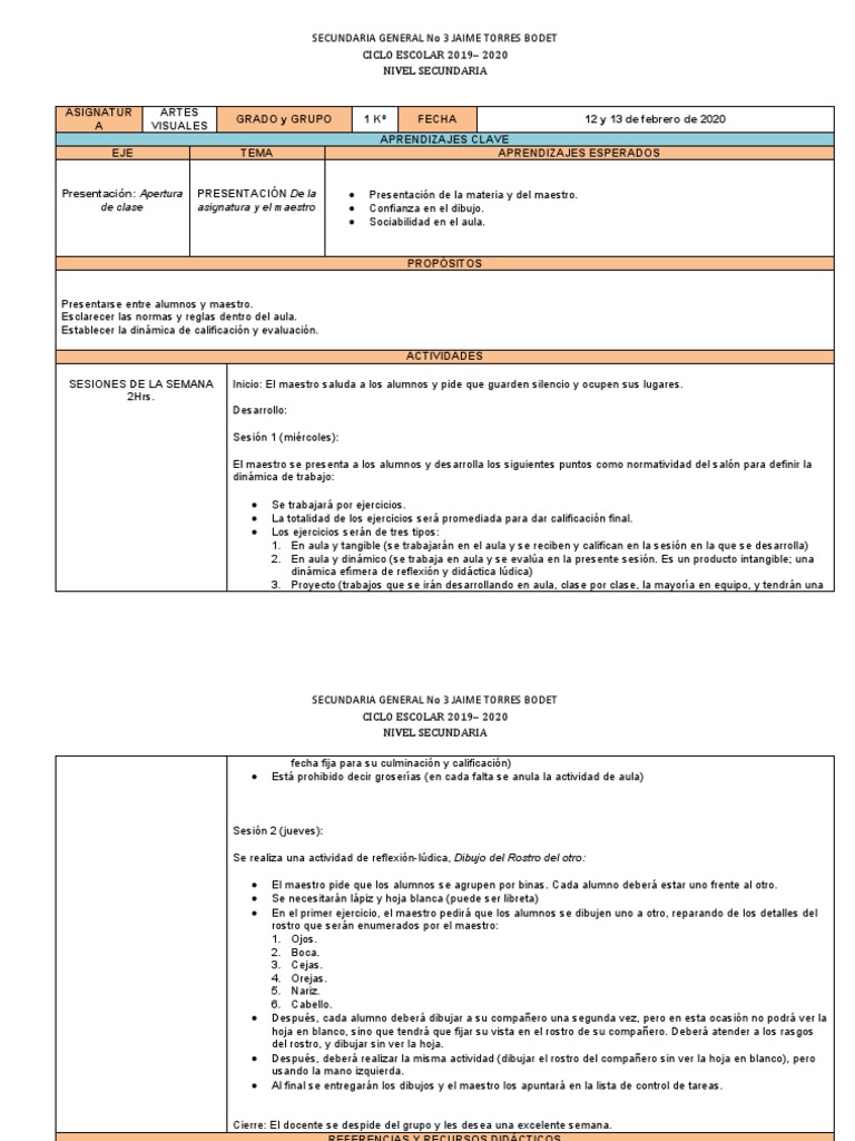ARTES VISUALES SECUNDARIA 1 K (Del 10 Al 14 de Febrero de 2020) | PDF ...