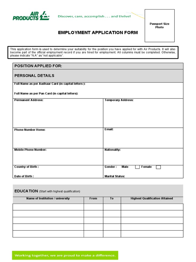 Employment Application Form PDF | PDF | Employment