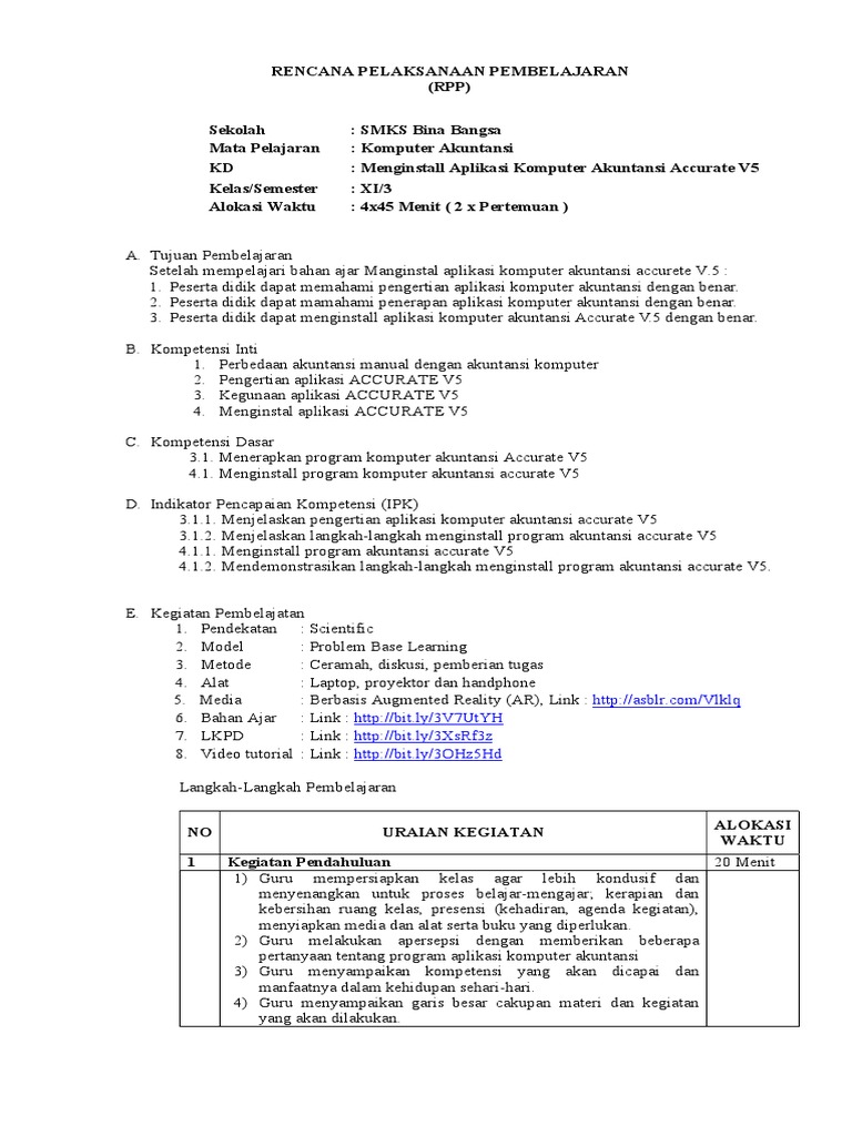 RPP Instalasi Accurate V5 Akuntansi | PDF | Komputer