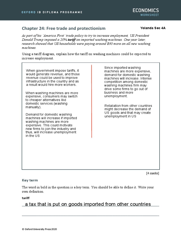 Worksheet On Protectionism | PDF