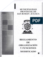 Reglamento de Organización y Funciones de La Municipalidad Provincial de San Román Juliaca