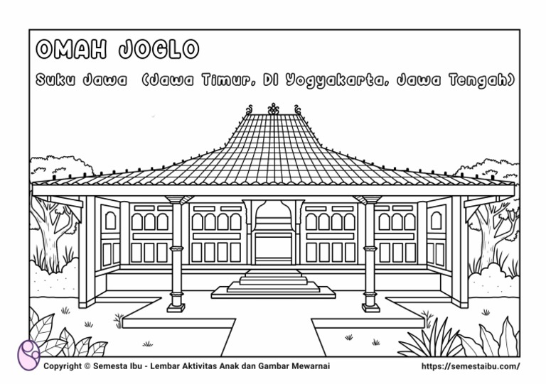 Gambar Mewarnai Sketsa Rumah Adat Joglo PDF