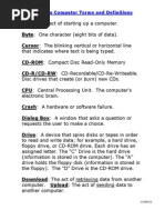 Common Computer Terms and Definitions