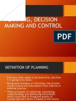 Planning, Decision Making and Control