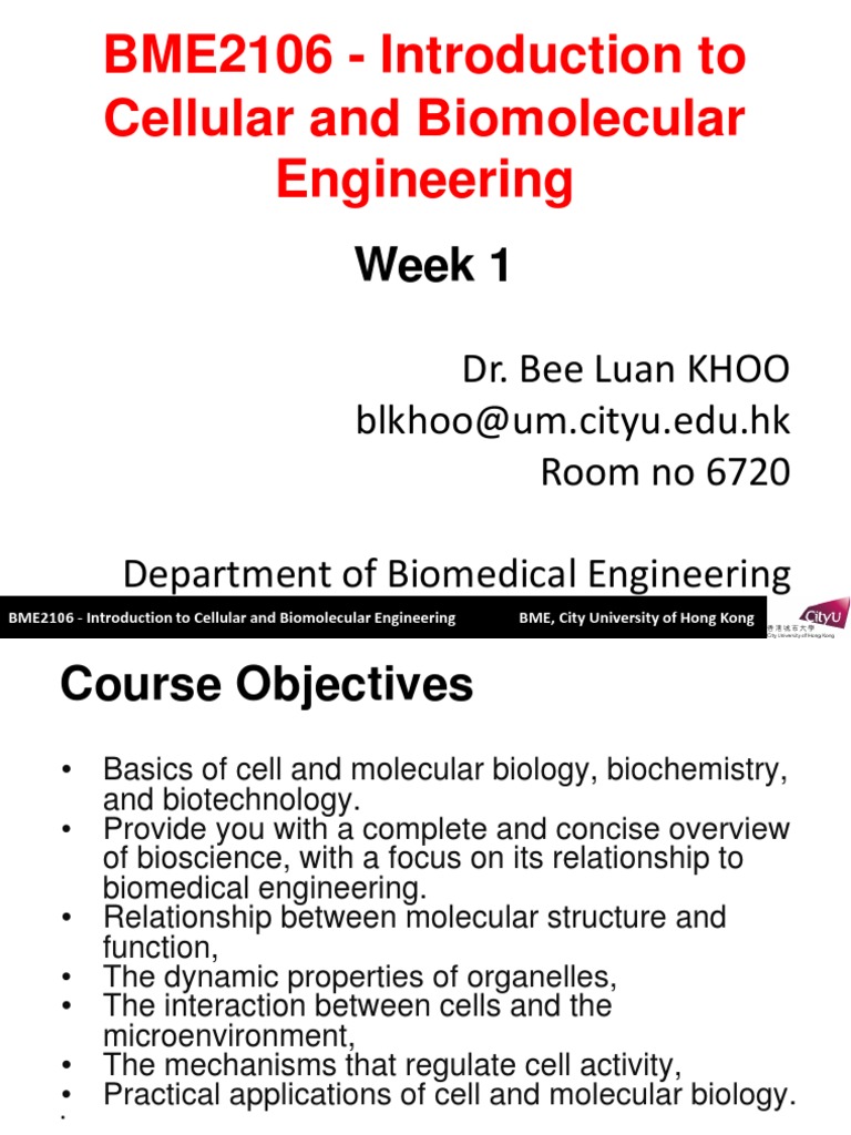 BME2106 Lecture+1.+Fundamentals+of+Molecules+and+Cells | PDF ...