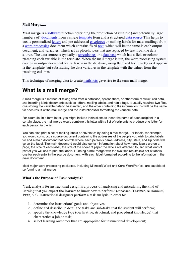 Mail Merge | PDF | Instructional Design | Mail
