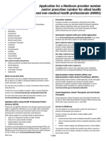 Application For A Medicare Provider Number And/or Prescriber Number For Allied Health and Non-Medical Health Professionals