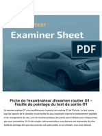 Fiche de L'examinateur D'examen Routier G1