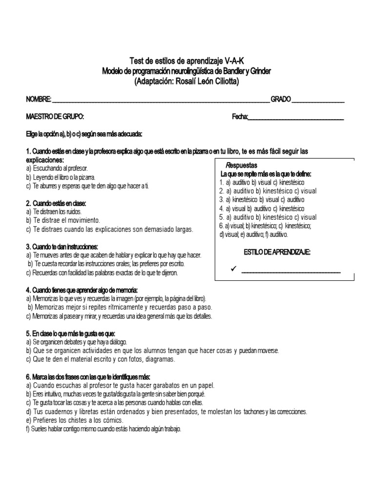 Estilos de Aprendizajes | Descargar gratis PDF | Aprendizaje | Ciencia ...