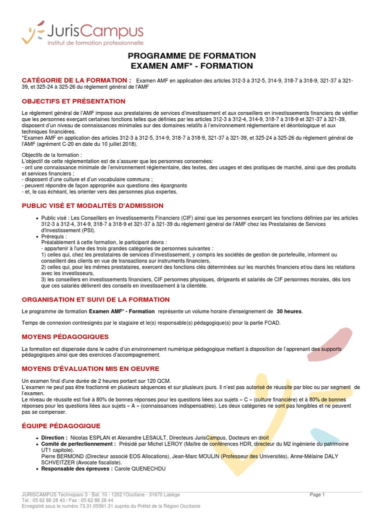Amf 255-Examen Amf Formation | PDF