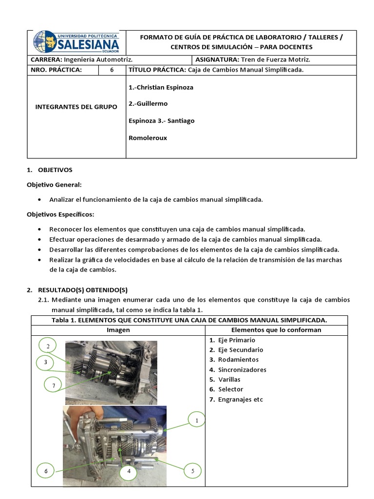 Informe 6 Caja Simplificada | PDF | Engranaje | Tecnología de vehículos