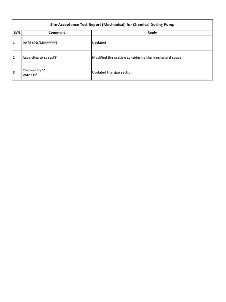 Mechanical Site Acceptance Test Report | PDF | Technology & Engineering
