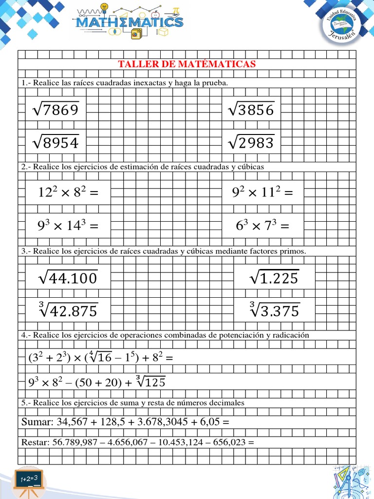 Ejercicios de Raíces y Operaciones Matemáticas | PDF | Métodos y ...