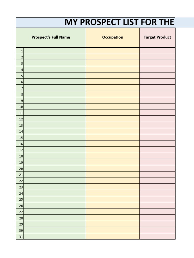 Prospect List PDF Prospect List PDF