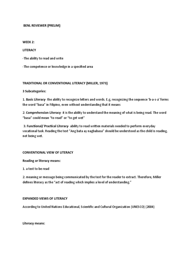 Benl Reviewer | PDF | Literacy | Teachers