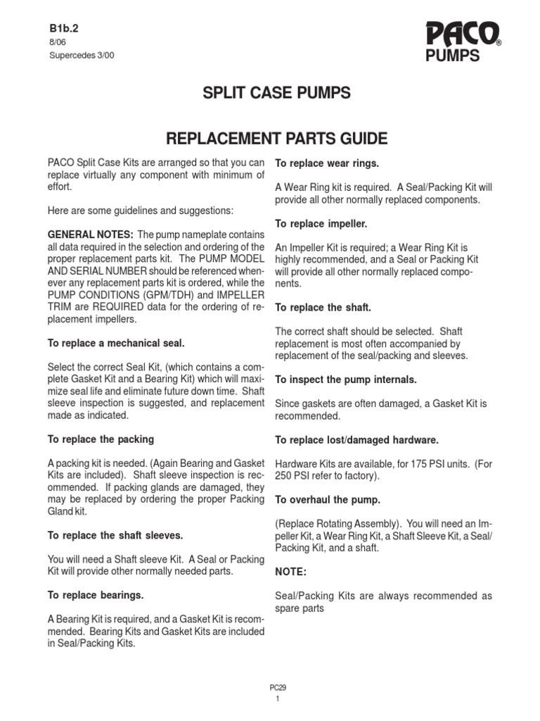 Iom Paco Pumps KP Parts PDF Pump Manufactured Goods
