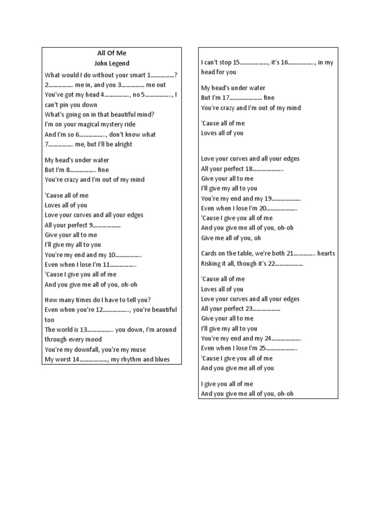 Lirik Lagu All of Me | PDF